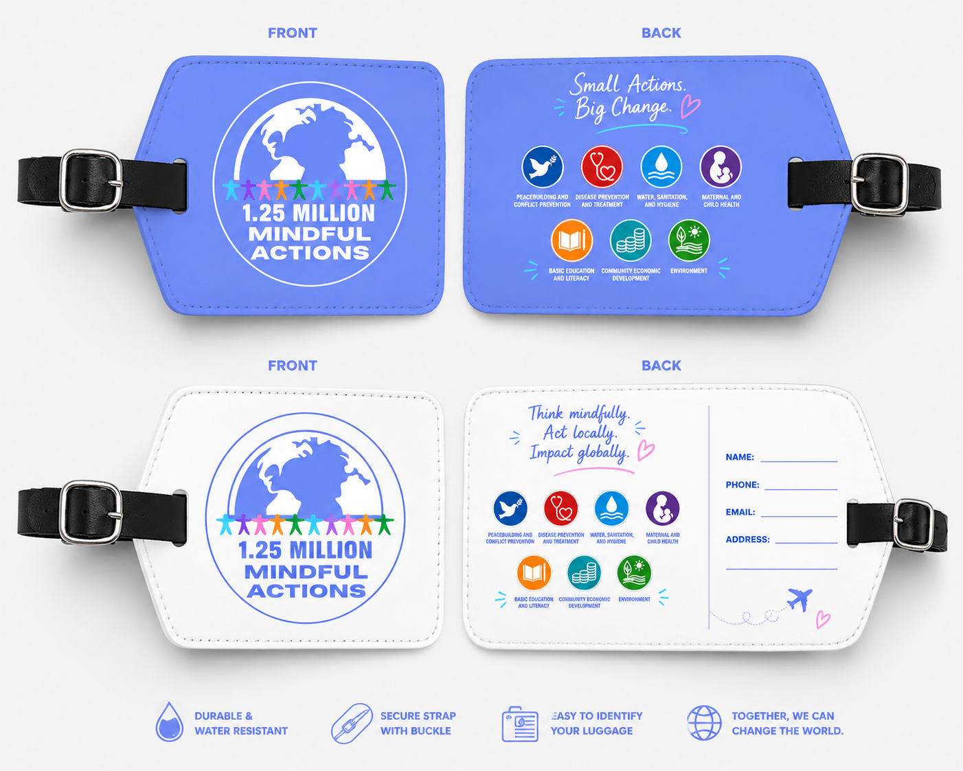 1.25 Million Mindful Actions luggage tag concepts