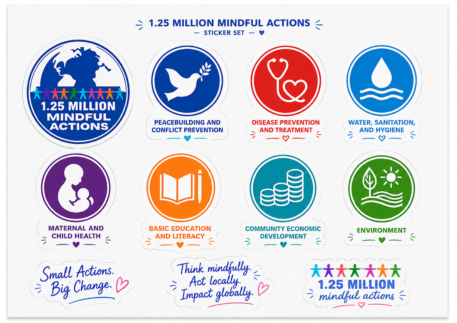 1.25 Million Mindful Actions sticker sheet